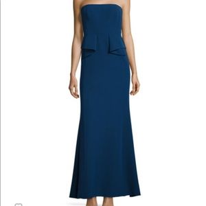 Aidan Mattox Strapless Crepe Peplum Gown